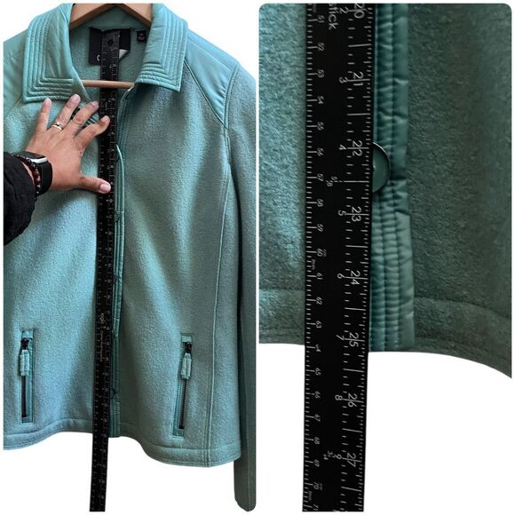 Carlisle Wool Blend Mixed Media Jacket Size 10 Medium Seafoam Color - Picture 7 of 11